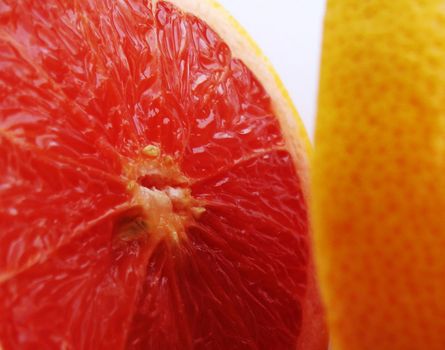 Closeup of a pink grapefruit