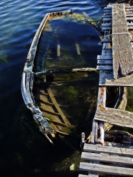 Old sunken boat