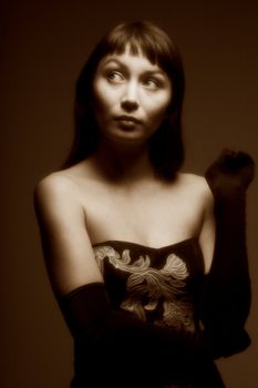 studio portrait of pretty fashionable girl

