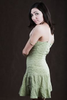  young pretty woman in green dress