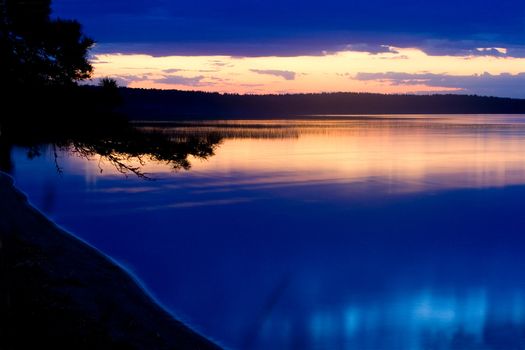 sunset on lake