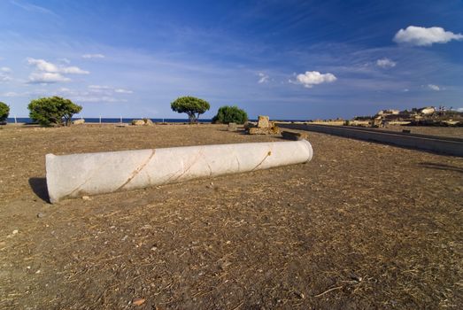 Ancient Sardinian ruins of Nora with sea and the sea