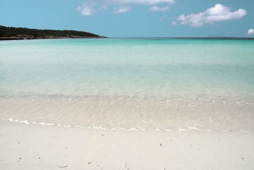 Romantic beach with white sand and crystal clear blue sea