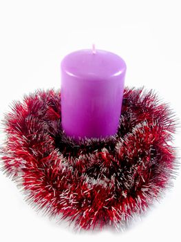 Christmas candle a lavender smell shrouded in a snowball
