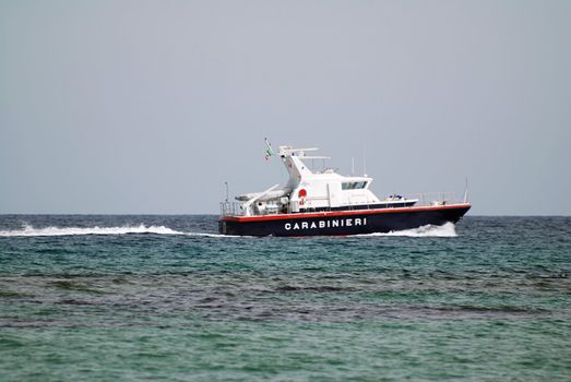 Italian police boat during the anti-smuggler assault