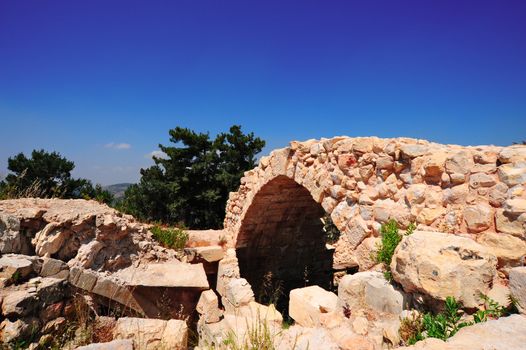 Ruins Of Ancient Citadel In Kabbalah City Of Safed.