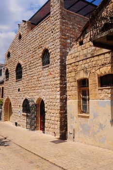 Narrow Alley With Old Buildings  In Kabbalah City Of Safed.