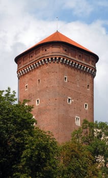 Wawel royal castle tower in Krakow south of Poland