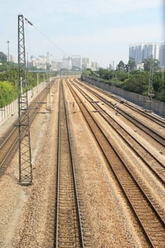 railway orbits in guangzhou city,the photo was taken near the guangzhou east railway station.
