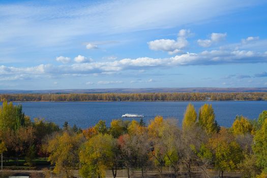 The autumn landscape is made on the river Volga, the city of Samara