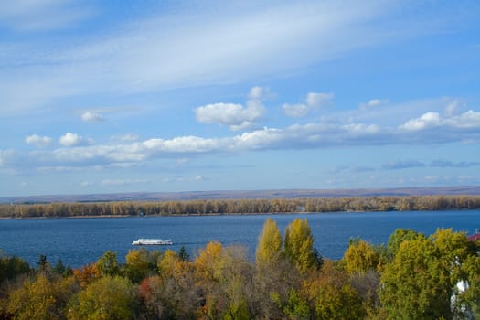 The autumn landscape is made on the river Volga, the city of Samara