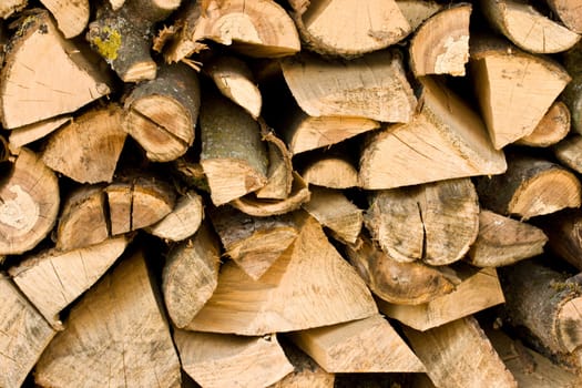 Firewood pile close up