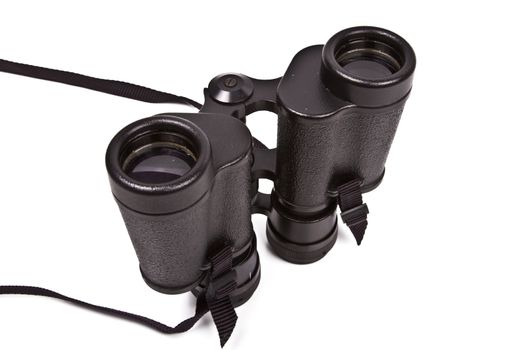 Black binoculars isolated on white background