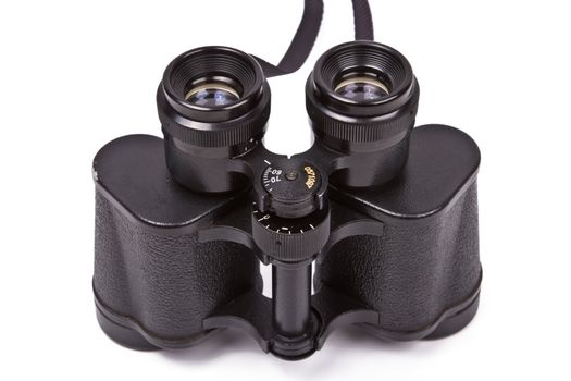 Black binoculars isolated on white background