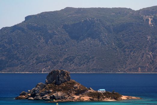 Bay of Kefalos with a Castri isle on a Greek island of Kos