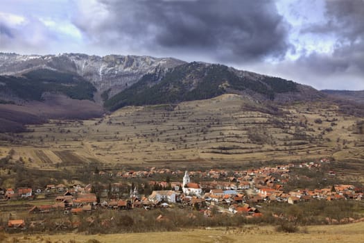 Romanian village in a mountainous region. Location: Rametea, Transylvania. 