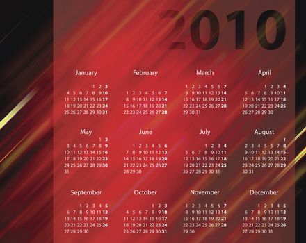 Elegant calendar for year 2010