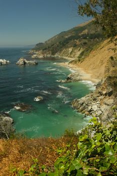 Big Sur is a sparsely populated region of the central California, United States coast where the Santa Lucia Mountains rise abruptly from the Pacific Ocean.