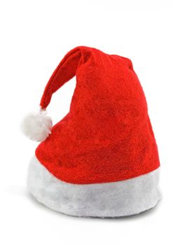Red Christmas hat on white