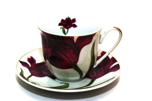 photo of the tea set on white background