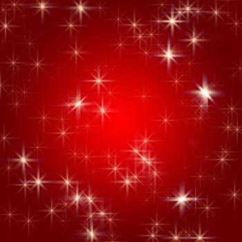 white stars over red background with feather center
