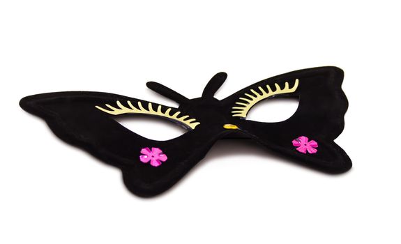 Black masquerade mask of cat on white