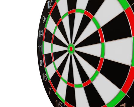 Dart board over white backgrounds. 3d illustration.