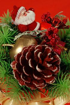 Christmas decoration with Santa on a red background