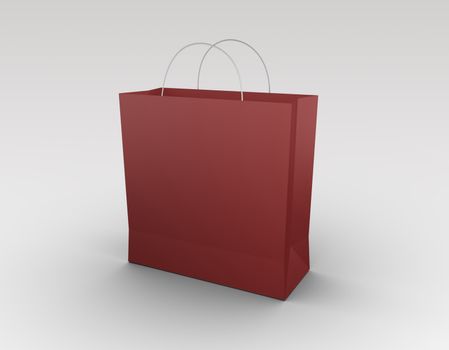 Red shopping bag. High quality 3D rendered image.
