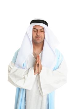 Biblical or middle eastern man in silent prayer