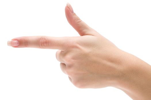 Female hand isolated on a white background.