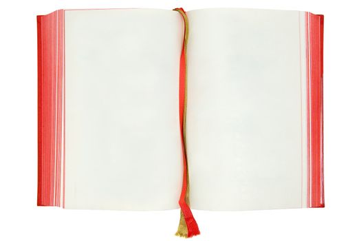 Opened old book. Copy space for your own text. Isolated on a white background.