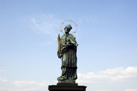 Statue of saint John of Nepomuk on the Charles bridge in Prague