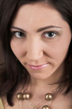 Young beautiful woman with long dark hair