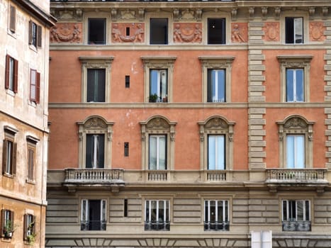 Rome windows. Typical architecture of Italian capital city.