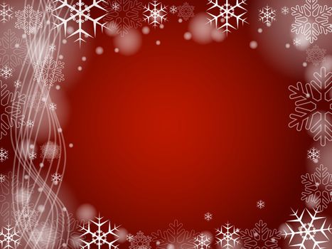 red christmas background with snowflakes and bands