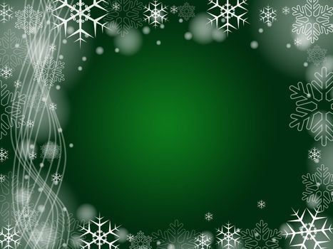 green christmas background with snowflakes and bands