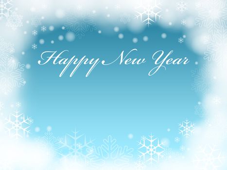 blue background with snowflakes and text - Happy New Year
