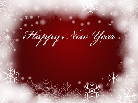 red background with snowflakes and text - Happy New Year