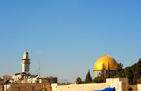 Gold Dome Of The Rock In Jerusalem. 
The Mosque Of Omar.
