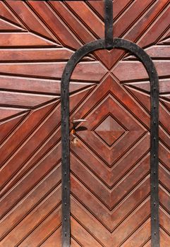 Vintage architecture in Budapest, Hungary. Old wooden door.