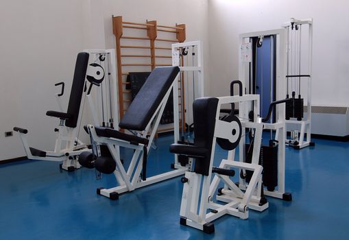 Fitness gym with equipment and machines