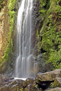 Waterfall from the rock with a long exposure