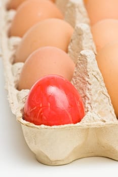 Eggs in box isolated on white background