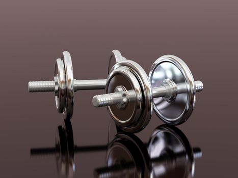 High resolution image dumbbells. 3d illustration. Sports stock.