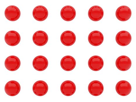 High resolution image  red spheres. 3d illustration over  white backgrounds.