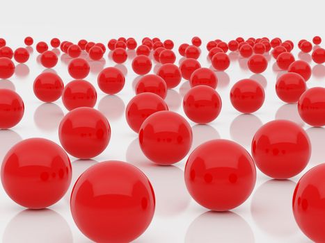 High resolution image  red spheres. 3d illustration over  white backgrounds.