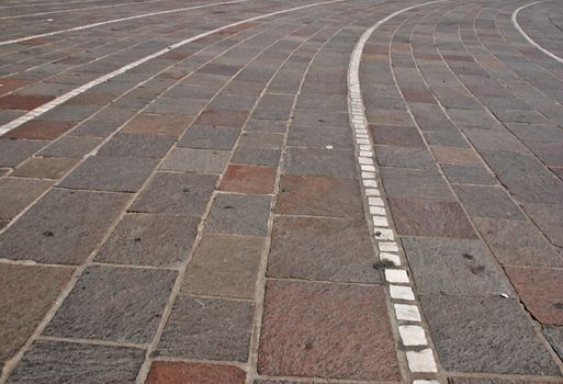 Brick paving with wavy lines and curves