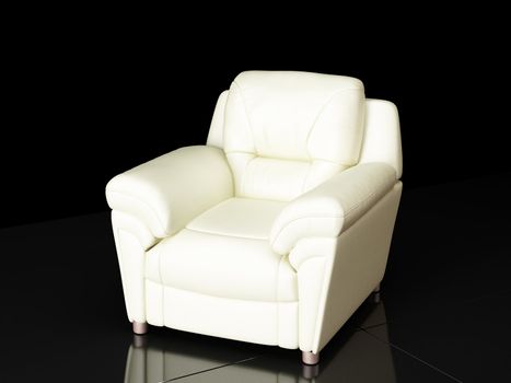 High resolution image white armchair. 3d illustration.  Black background.