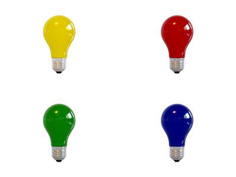 High resolution image four bulbs. 3d illustration over  white backgrounds.